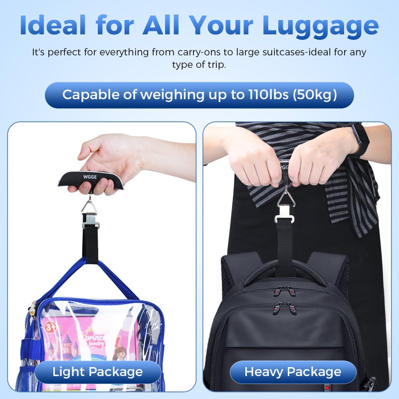 WGGE Digital Luggage Scale, WGGE Travel Luggage Weight Scale, Max 110lbs/50kg Baggage Scale with Backlit LCD Display - Image 5